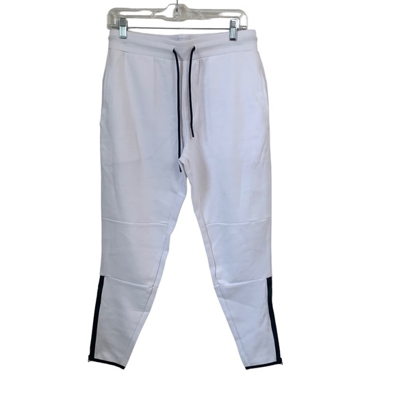 ZARA White Joggers with zipper at ankle and black trim - Picture 1 of 8
